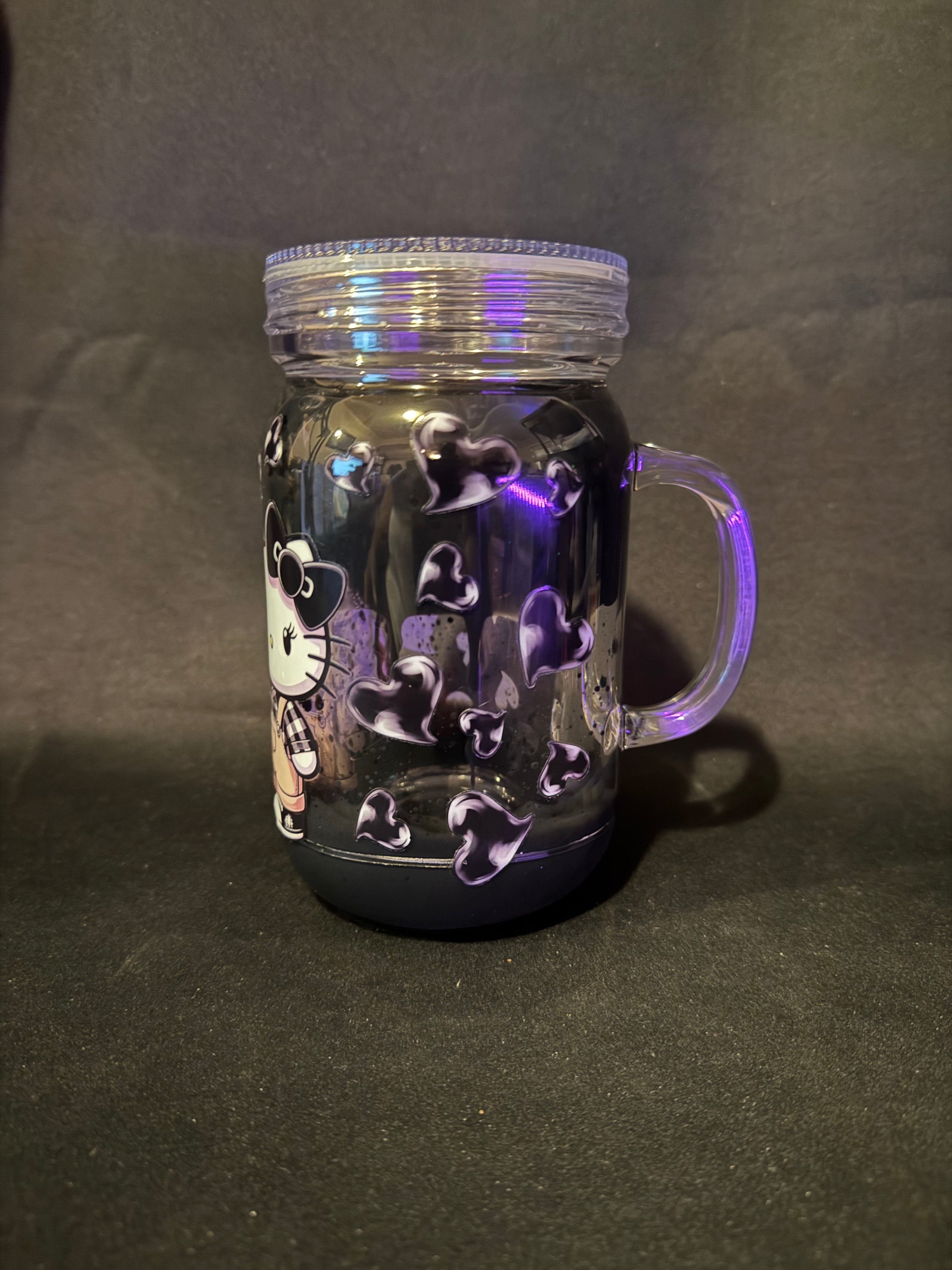 20 oz Black Drip Mason Jar Snow Globe Tumbler with Straw