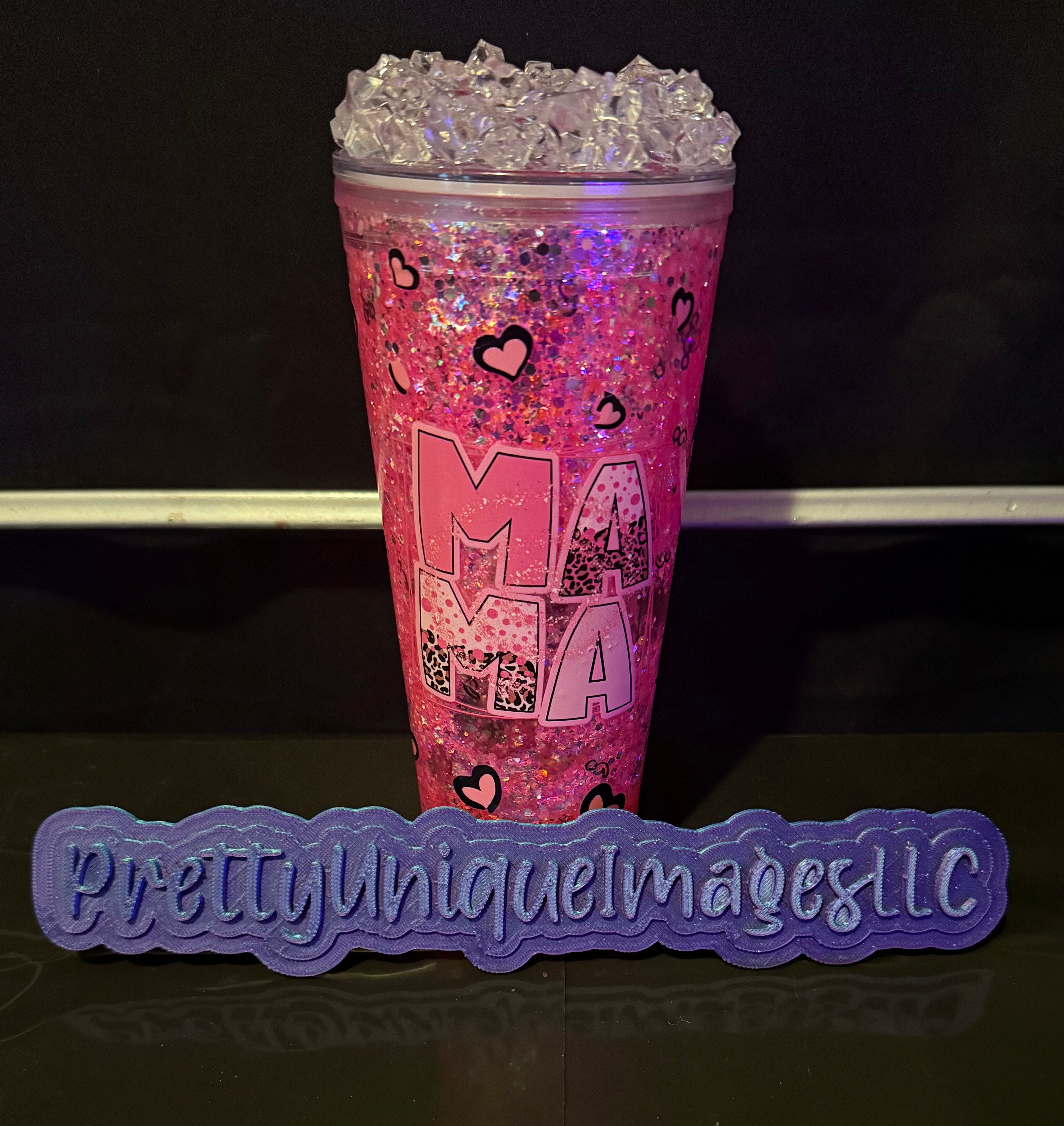 24 oz Suspended Snow Globe Tumber with iced out Lid